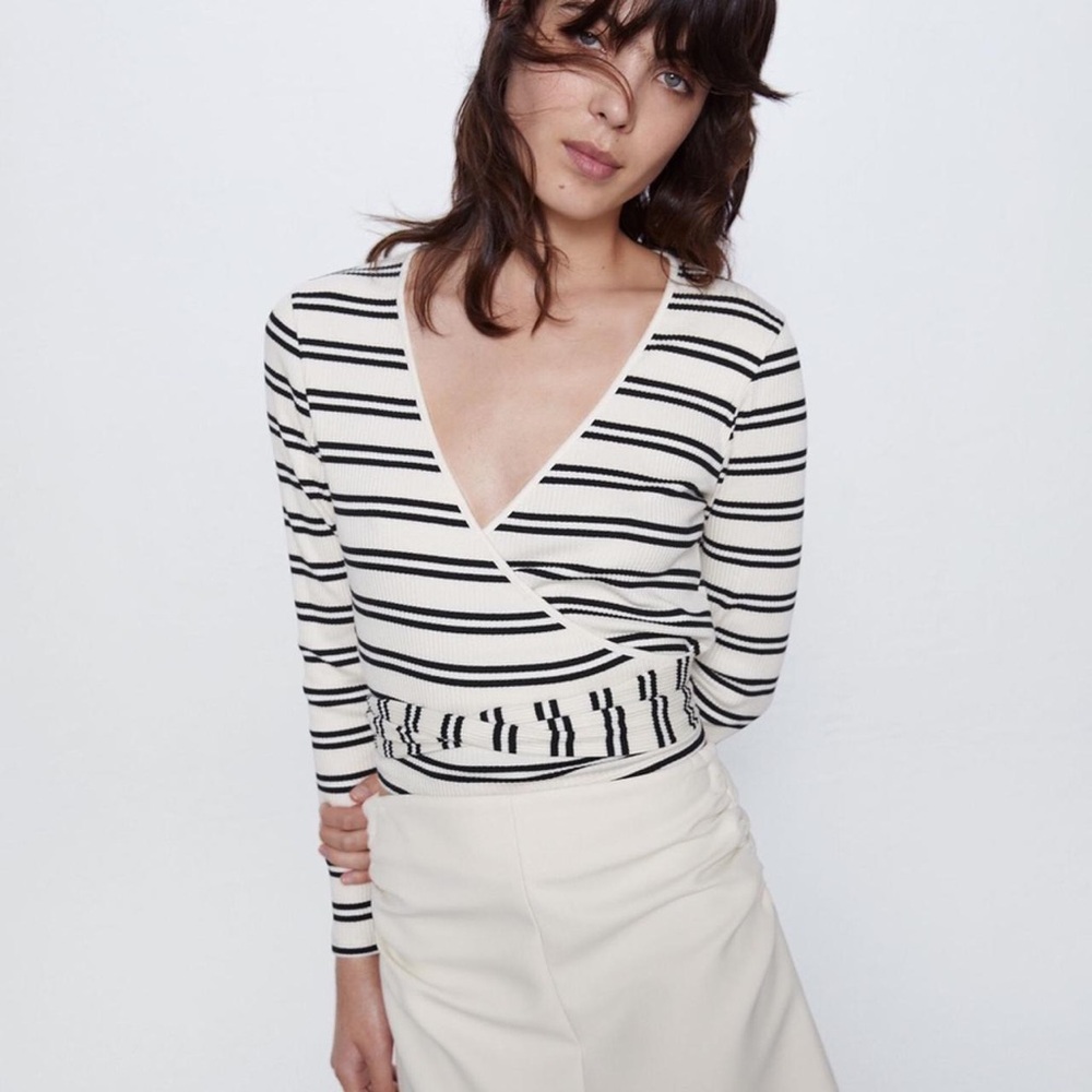 Zara Striped Wrap Top